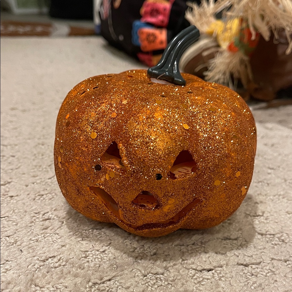 Glittery Orange Light Up Pumpkin.